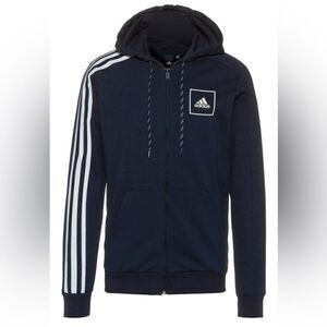 ADIDAS SPORTSWEAR Athletic Zip-Up Hoodie Navy size medium